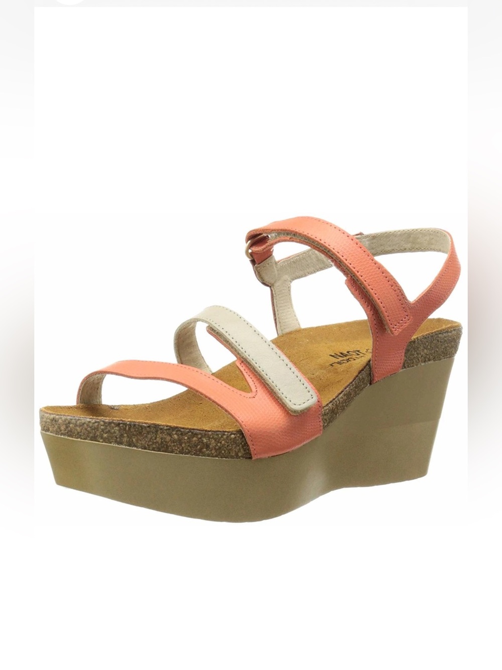 NAOT CANAAN RISE‎ Wedge Leather Cork Peach Slingback Sandals. Women’s 41/10.